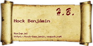 Hock Benjámin névjegykártya